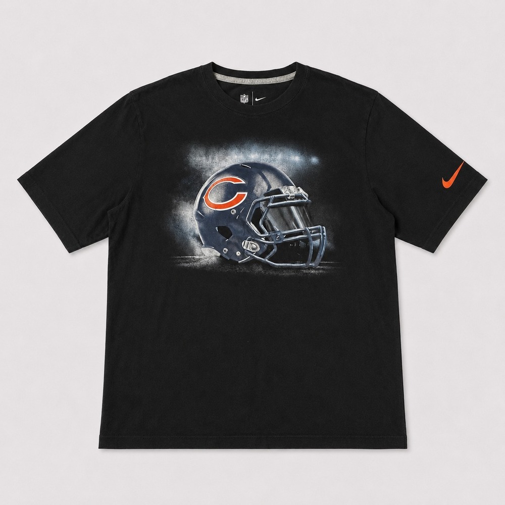 Nike Chicago Bears Helmet Graphic Mens Large Black NFL Football T Shirt